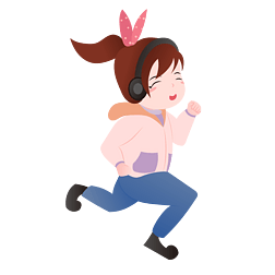 运动跑步女孩健身运动长跑锻炼手绘卡通psd素材