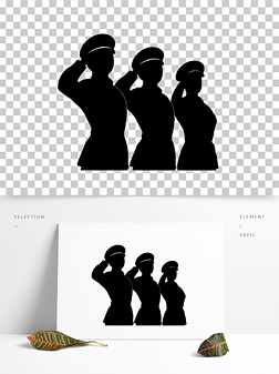 敬礼的军人仪仗队人物军礼剪影