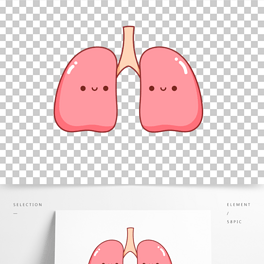 卡通手绘肺部人体器官线条插画矢量装饰元素