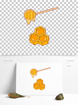 卡通手绘蜂蜜蜜糖美食线条插画矢量装饰元素