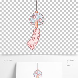 古风简笔画风铃挂件图片