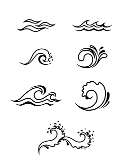 水浪素材免抠元素|水波洪水水浪浪头线条矢量图标图案素材