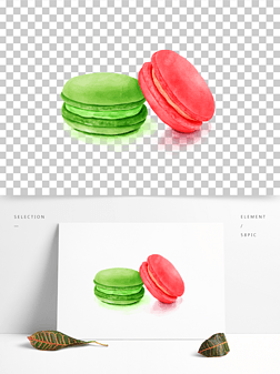 水彩糕点免抠元素|原创手绘水彩风烘焙坊西式糕点马卡龙