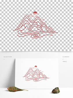 中国风创意山纹云纹水纹中式古典山水素材
