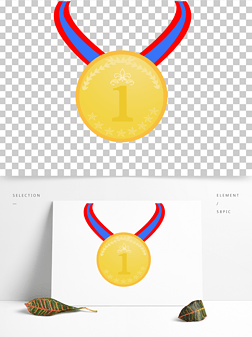 运动会金牌胸章手绘免扣素材