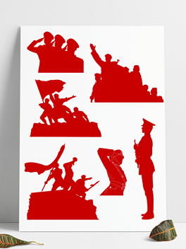 革命烈士雕塑军人剪影