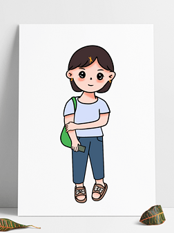 q版可爱小女孩手绘漫画插画简笔画简约画