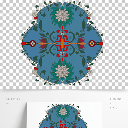中式线条图腾纹样花纹对称手绘中国风装饰矢量欧式婚礼邀请函角花对称