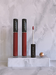 小清新美妆唇釉唇膏口红样机设计