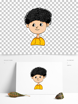 手绘卡通卷发小男孩儿头像