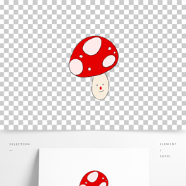可爱手绘卡通蘑菇红伞白杆插画素材图标