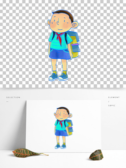 卡通儿童男孩小学生红领巾