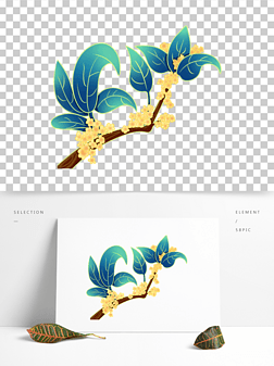 国潮桂花中秋小清新插画