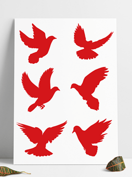 鸽子矢量剪影红色和平鸽节日元素国庆盛典