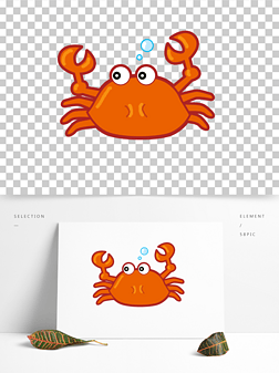 可爱卡通螃蟹海洋动物吐泡泡