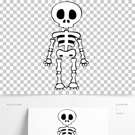 矢量图卡通手绘万圣节医学骷髅人体骨架