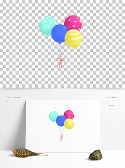 节日祝福生日卡通手绘漂浮装饰彩色气球
