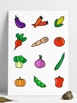 矢量蔬菜元素卡通蔬菜简笔画儿童画