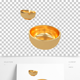 卡通3d立体金饭碗模型免抠装饰元素
