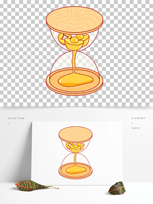 卡通手绘黄金沙漏线条插画矢量装饰元素