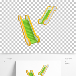 卡通c4d立体电梯手扶梯模型免抠装饰元素