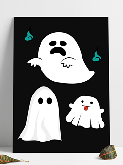 万圣节免抠幽灵鬼魂可拆分矢量素材