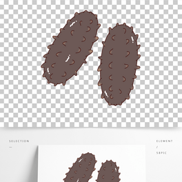 卡通手绘海鲜海参美食线条插画矢量装饰元素