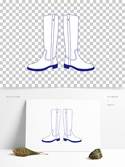 卡通鞋子免抠元素|简约手绘卡通矢量皮革靴子鞋子高筒靴元素