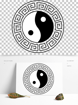 黑白色太极八卦图