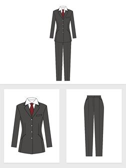 女士西服工装西装正装服装效果图款式平面图