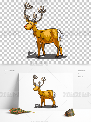 矢量手绘圣诞节麋鹿驯鹿小鹿梅花鹿元素