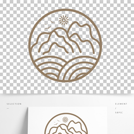中国风线条山纹海水纹样中式装饰元素
