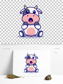 创意奶牛免抠元素|创意矢量手绘可爱奶牛插画