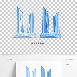 南京地标青奥中心线稿