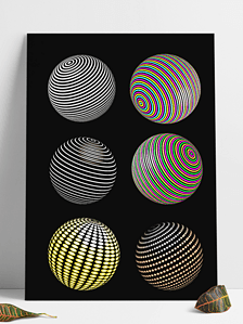 矢量3d立体空间感圆球点线形渐变层次感