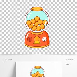 卡通手绘扭蛋机线条插画矢量装饰元素