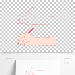 创意手绘卡通矢量手拿铅笔写字画画线稿元素