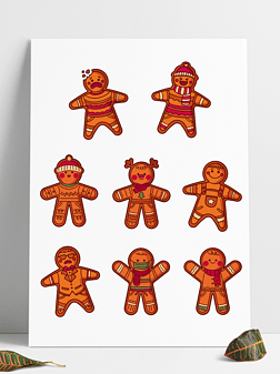 可爱圣诞小人姜饼玩偶卡通人物冬季曲奇饼干