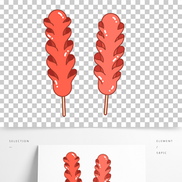 卡通手绘烤串炸串热狗线条插画矢量装饰元素