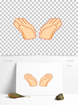 手托简笔画免抠元素|卡通手绘托举手势线条插画矢量装饰元素