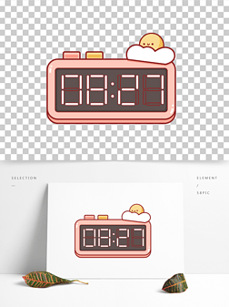电子闹钟图片免抠元素|卡通手绘电子闹钟时钟线条插画矢量装饰元素