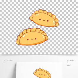 卡通手绘特色小吃油角线条插画矢量装饰元素