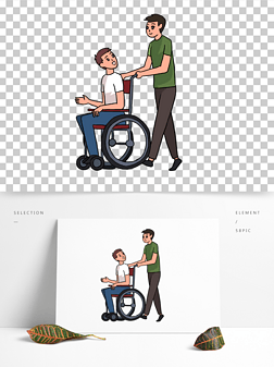 全国助残日关爱残疾人手绘卡通元素