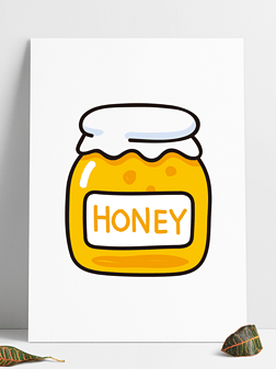 手绘蜂蜜罐食品黄色图标蜂蜜甜品素描简笔画