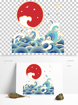 画卷海浪纹
