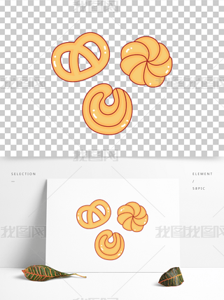 卡通手绘零食曲奇饼干线条插画矢量装饰元素