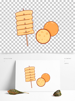 卡通冷串串串麻辣烫豆皮面筋线条插画矢量装