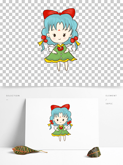 手绘卡通动漫可爱圣诞女孩素材