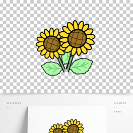 手绘卡通花朵向日葵儿童简笔画装饰图案