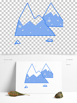 雪山卡通手绘可爱